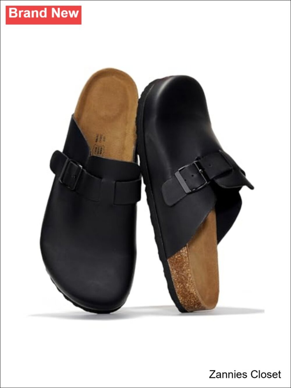 ✨ Full Grain Genuine Leather Clogs for Men Memory Foam Non-Slip Cork Footbed